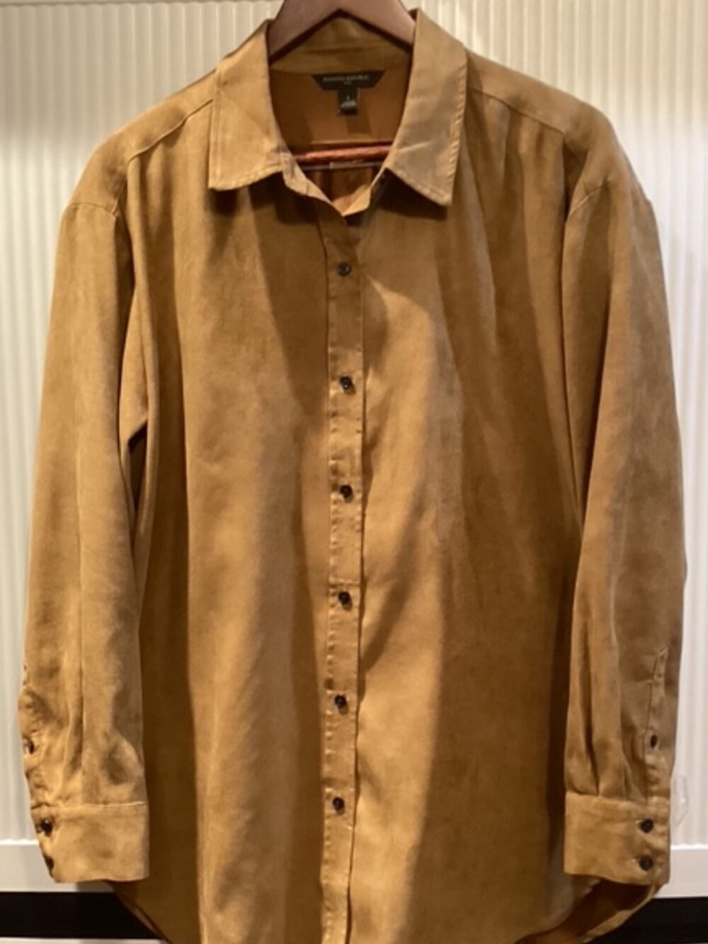Two Piece Banana Republic Oversized Vegan Suede Shirt & Shell Size Large Camel